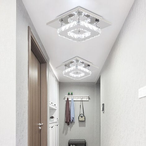 AXHUP 2 Pezzi Lampada da Soffitto Quadrata in Cristallo a LED, Luce Bianca Fredda Argento Moderna e Semplice, Utilizzata in Soggiorno e Camera da Letto