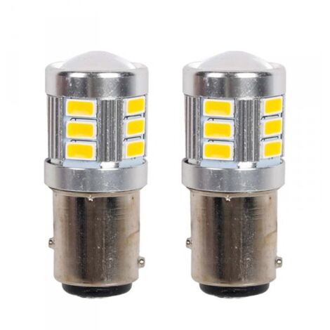 2 Pezzi Lampada LED BAY15D S25 P21/5W 18 SMD 3030 12V 24V 300lm 1W/2.5W Doppio Filamento Ambra Piedi Sfalsati