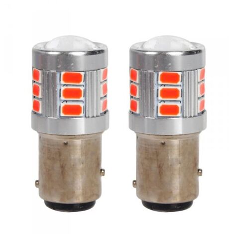 2 Pezzi Lampada LED BAY15D S25 P21/5W 18 SMD 3030 12V 24V 300lm 1W/2.5W Doppio Filamento Rosso Piedi Sfalsati 45mm