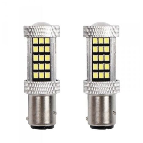 2 Pezzi Lampada LED BAZ15D S25 P21/5W 66 SMD 2835 12V 24V 300lm 4W/1.5W Doppio Filamento Bianco Piedi Sfalsati 55mm 360°