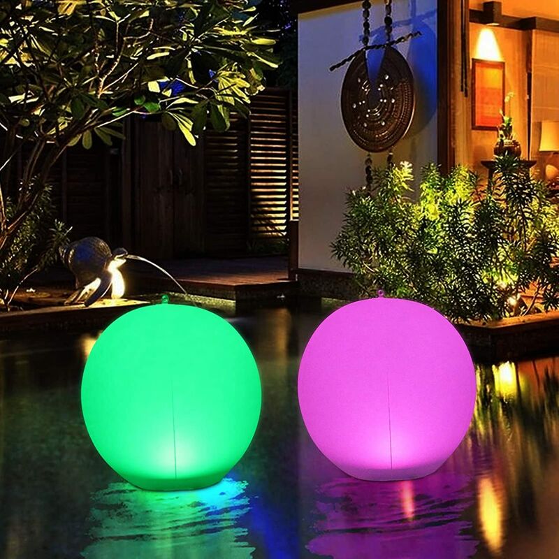 Image of 2 pezzi Lampada solare galleggiante, globo solare impermeabile IP67, sfera luminosa a 4 modalità, lampada notturna a led che cambia colore esterno,