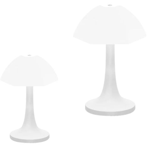 2 Pezzi Lampada Tavolo Fungo Touch Ricaricabile Calda Fredda Naturale Bianco