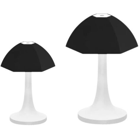 2 Pezzi Lampada Tavolo Fungo Touch Ricaricabile Calda Fredda Naturale Nero