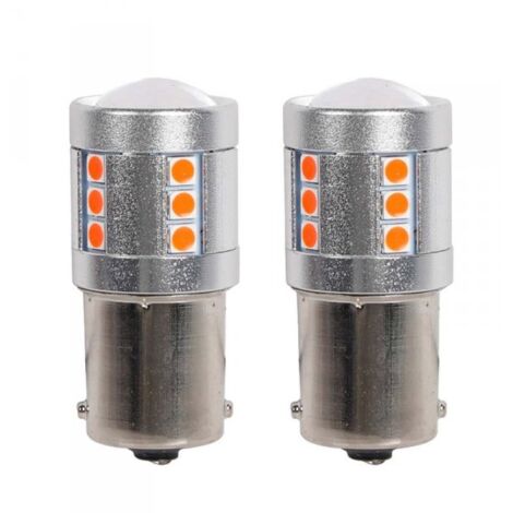 2 Pezzi Lampade LED BAU15S S25 PY21W 21 SMD 3030 12V 24V 300lm 3.5W Rosso Piedi Storti H41mm
