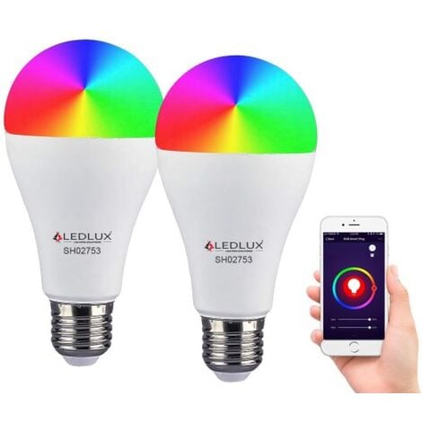 LEDLUX 2 Pezzi Lampade LED E27 Wifi Smart A65 15W 1500lm RGB CCT APP Tuya Alexa Google Home