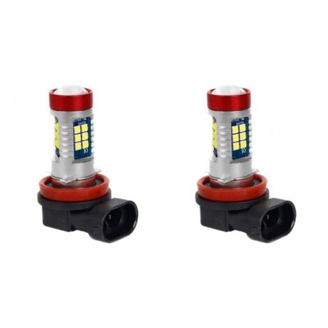 2 Pezzi Lampade LED H8 12V 24V 15 SMD 3030 400lm 8W Bianco Freddo per Fendinebbia 57mm