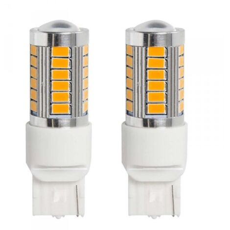 2 Pezzi Lampade LED T20 7440 W21W W21YW 33 SMD 5730 12V 24V 280lm 3W Ambra Auto Camion 61mm