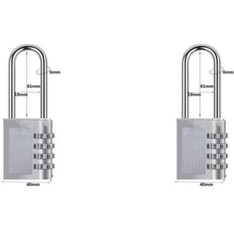 [2 pezzi] Lucchetto a combinazione a 4 cifre, lucchetto a combinazione impermeabile, chiusura a combinazione in metallo e acciaio resistente alle intemperie (17B-L Bianco elettrico)