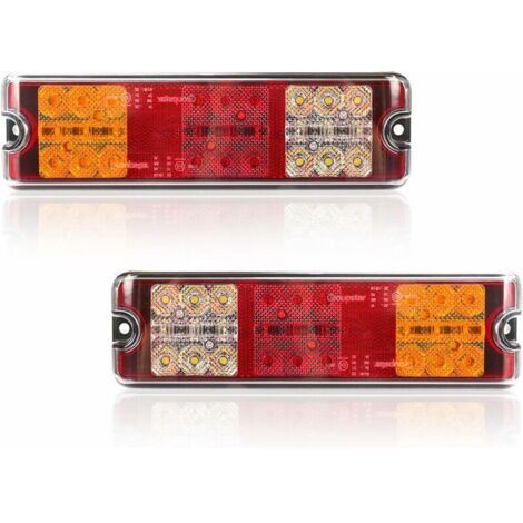 2 pezzi luci posteriori a LED per rimorchio 12V E-approved impermeabile illuminazione posteriore per auto, 5 funzioni - luce freno, indicatore di direzione, luce di retromarcia, luce di posizione, cat