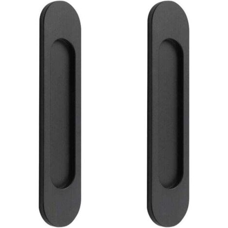 2 pezzi maniglie ovali per porte scorrevoli autoadesive in lega di alluminio nero opaco senza foratura per porte scorrevoli, finestre di armadietti 148 cm