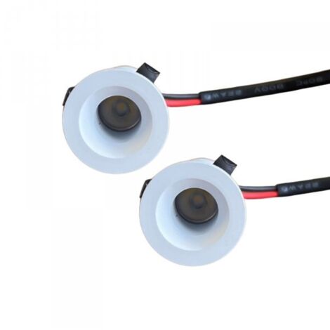 2 Pezzi Mini Faretto Led Da Incasso Rotondo, Carcassa Bianca 3000K, 1W 80LM 220V, Ø2240mm, Foro 17mm, Angolo 15° IP20