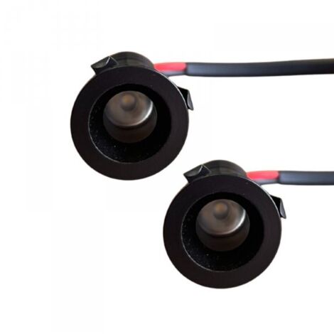 2 Pezzi Mini Faretto Led Da Incasso Rotondo, Carcassa Nera 3000K, 1W 80LM 220V, Ø2240mm, Foro 17mm, Angolo 15° IP20