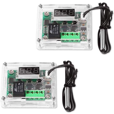 2 Pezzi Modulo Controllore Temperatura con Custodia, Termostato Digitale Display XH W1209 con Sonda NTC Impermeabile