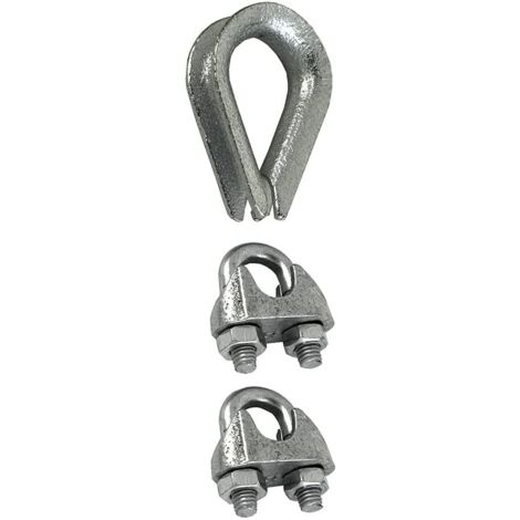 2 PEZZI - MORSETTI A GRILLO PER FUNE METALLICA ZINCATI 6MM