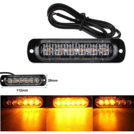 2 pezzi, nuovo modello 2PC, lampada di segnalazione con 6 indicatori per moto e furgoni, lampada lampeggiante universale da 12-24 V con 6 LED deng  ALOVEZ