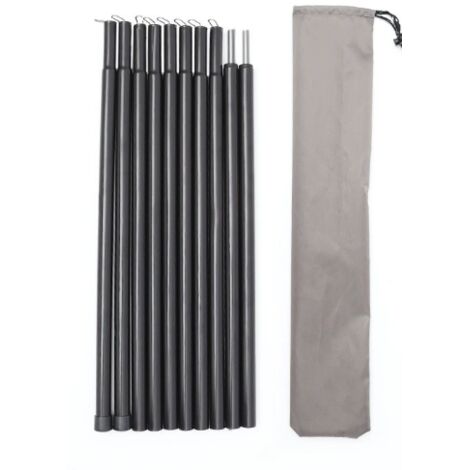 2 pezzi pali telescopici per tenda in acciaio inossidabile per telone con borsa portaoggetti regolabili da 43 a 200 cm per tenda, telone, tenda da sole, vela ombreggiante