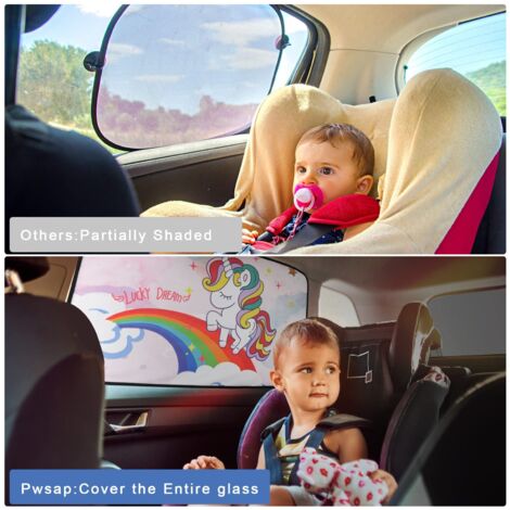 2 pezzi Parasole per auto per bambini, Parasole per auto unicorno colorato, Blocca i raggi UV, Parasole magnetico per finestrini laterali, Protegge il sole dell'auto da bambini e animali domestici