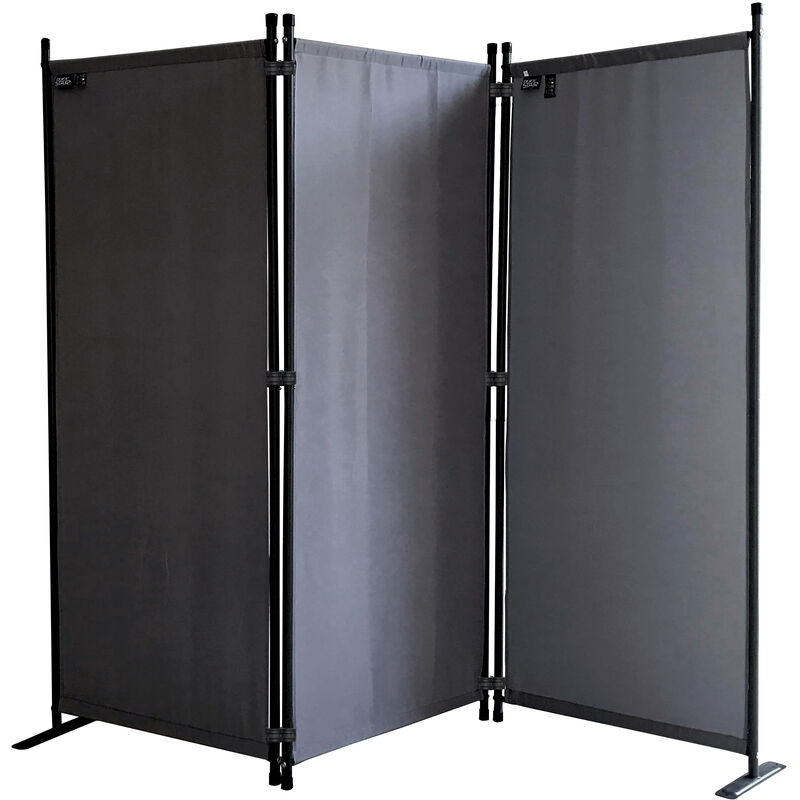 QUICK STAR 2 Pezzi Paravento da Giardino 170 x 165 cm 3 parti pieghevole Divisorio in Tessuto Protezione della Privacy Grigio