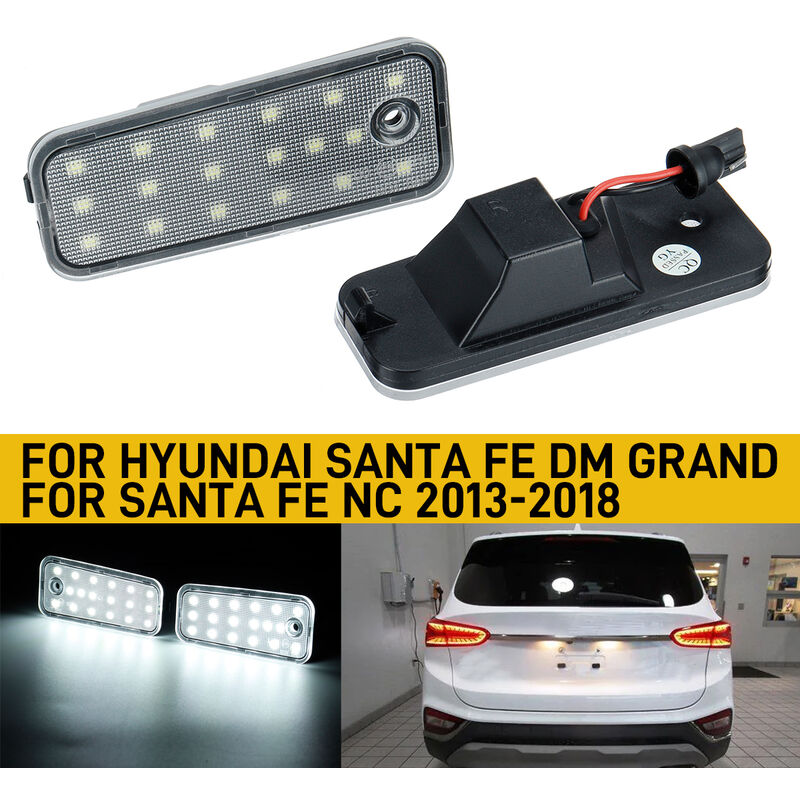 Image of 2 pezzi per Hyundai Santa Fe dm per Grand per Santa Fe nc 2013-2018 Numero led luce targa 12V 6000K 2014 2015 2016 2017 lbtn