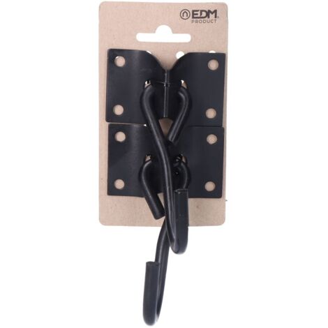2 Pezzi Piatti con Gancio per Amaca Nero Edm