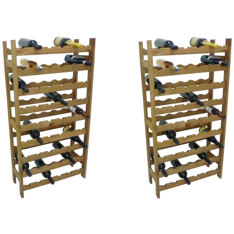 Image of Savino Filippo - 2 pezzi porta bottiglie cantinetta in legno marrone 54 posti per vino cantina enoteca bar casa cucina ripostiglio