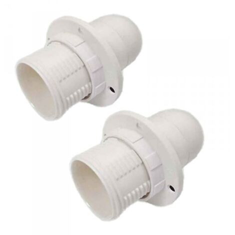 2 Pezzi Portalampade E14, Portalampada in Termoplastico Bianco Con Ghiera