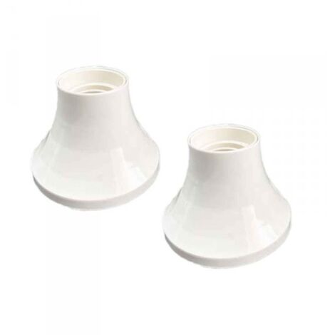 2 Pezzi Portalampade E27 da Parete con Base Dritta in Termoplastico Bianco