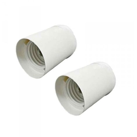 2 Pezzi Portalampade E27, Portalampada in Termoplastico Bianco Cilindro