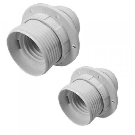 2 Pezzi Portalampade E27, Portalampada in Termoplastico Bianco Con Ghiera
