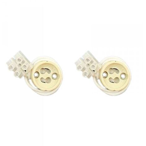 2 Pezzi Portalampade GU10 in Ceramica, Portalampada Con Connettori Inclusi