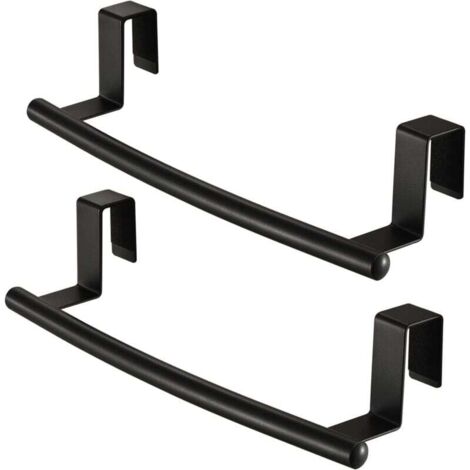 2 pezzi Portasciugamani - Portasciugamani da cucina sopra la porta Portasciugamani da mobile Portasciugamani nero opaco dimensioni (36,5 x 2,3 x 6 pollici)