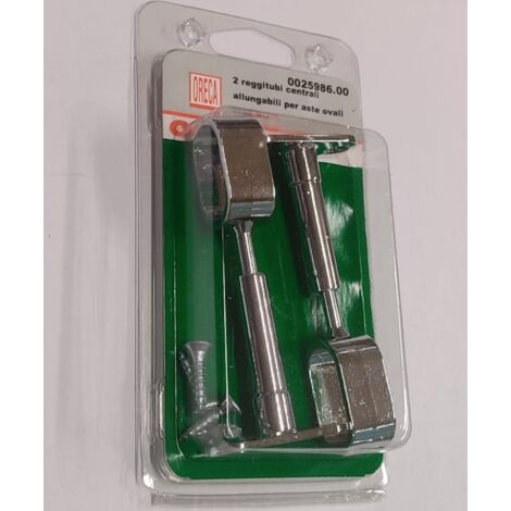 2 PEZZI - REGGITUBO CENTRALE ALLUNGABILEA LEGA LEGGERA CROMATA - PER ASTE OVALI 30x15MM - LUNGHEZZA 65-80MM