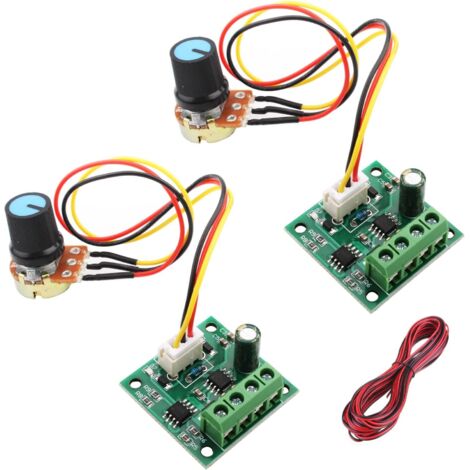 2 pezzi Regolatore di velocità 12V, Regolatore PWM DC 1,8V 3V 5V 6V 12V 2A Pannello di controllo motore a bassa tensione CC senza interruttore potenziometro 1803BW