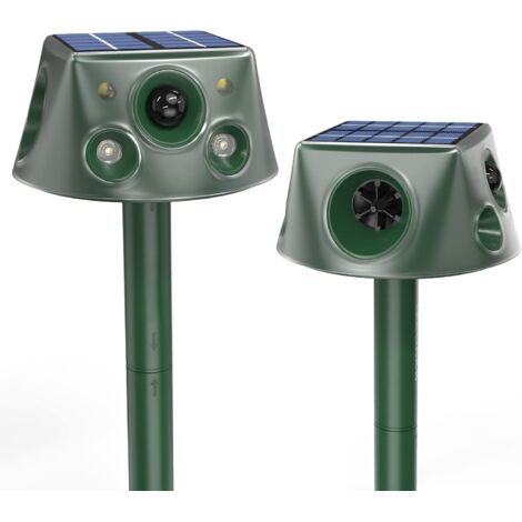 2 pezzi Repellente per gatti da esterno e interno, repellente per gatti a ultrasuoni con rilevatore di movimento, flash LED, suoni di allarme e onde sismiche, repellente per gatti da giardino, repelle