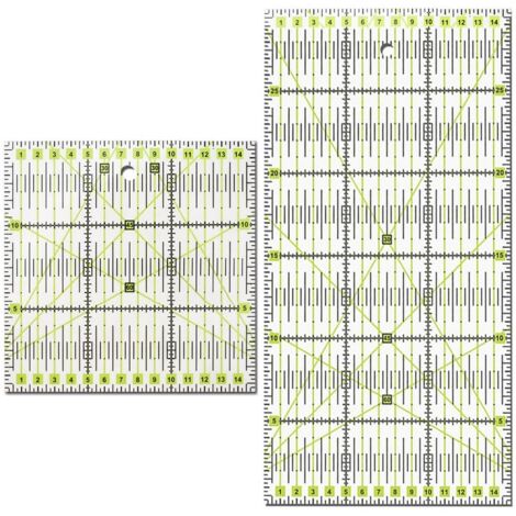 2 pezzi Righello da cucito patchwork 30 cm x 15 Righello universale trasparente Righello da cucito con graduazioni in cm e indicazioni angolari per la misurazione del cucito