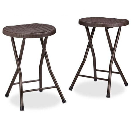2 pezzi Sgabelli pieghevoli in rattan