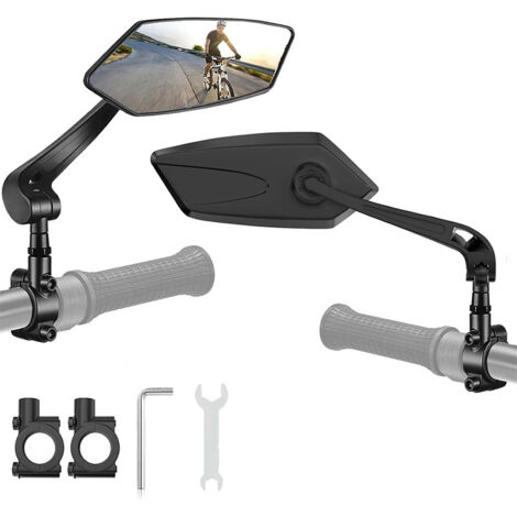 2 pezzi Specchietto retrovisore per bici elettrica Specchietto retrovisore per scooter elettrico Specchietti retrovisori per bici pieghevoli Compatibili con manubri da 20-24 mm Protezione per specchie