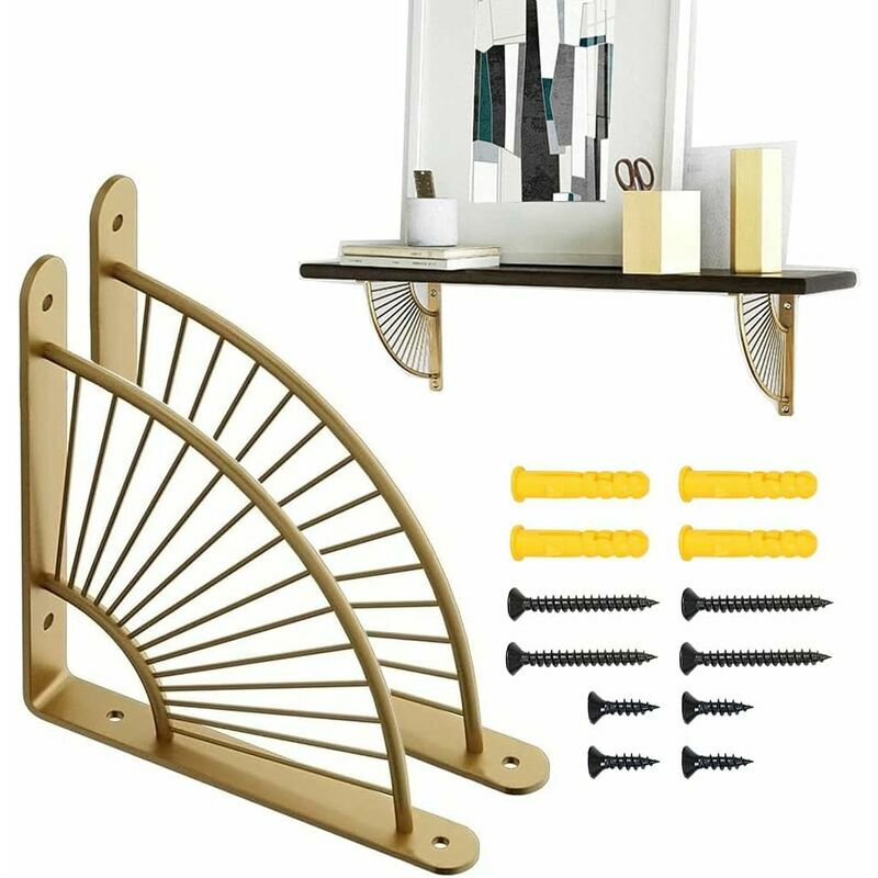 2 Pezzi Staffe per Mensole Dorate, Staffa Angolare...