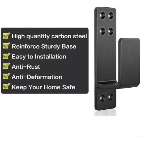 2 pezzi staffe per serratura porta per legno 2 x 4, staffe per barricata porta ispessite e resistenti, staffe a forma di U in acciaio al carbonio, nere