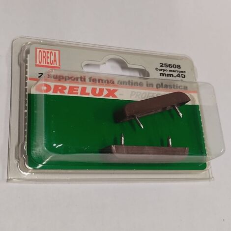 2 PEZZI - SUPPORTO FERMA ANTINE IL PLASTICA MARRONE 40MM - COMPLETO DI CHIODI