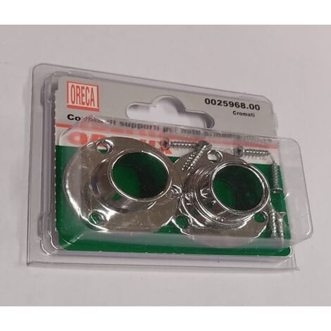 2 PEZZI - SUPPORTO PER ASTE DI ARMADIO ROTONDO Ø18MM - IN LEGA LEGGERA CROMATA