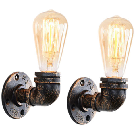 2 pezzo Applique da Parete di Metallo Ferro Lampada da Parete E27 Vintage per Camera da Letto Soggiorno Cucina Cafe