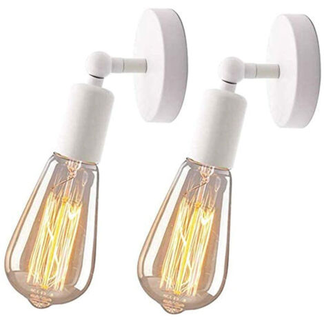 2 pezzo Applique da Parete Industriale Metallo Ferro Lampada da Parete E27 Retrò per Camera da Letto Soggiorno Corridoio Sala da Pranzoa, Bianca