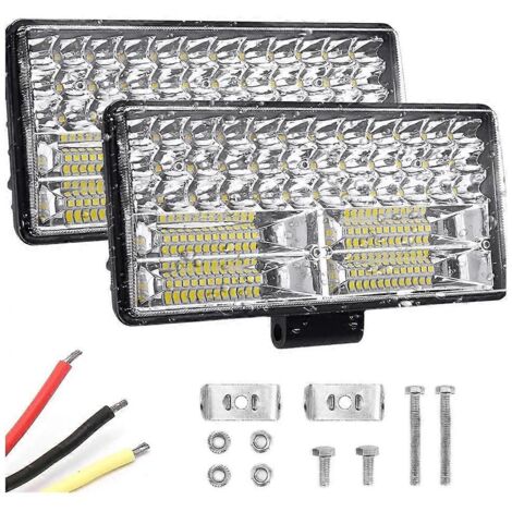 2 phares de travail LED 9 pouces 12V-80V universels pour tracteur, projecteurs auxiliaires de route, feux de détresse et éclairage extérieur.