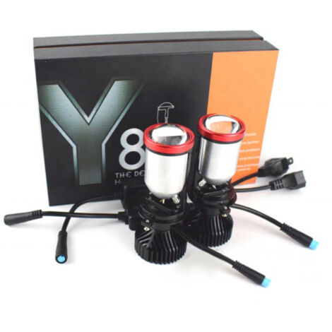 2 phares LED H4 MINI avec double éclairage ultra-lumineux, projecteur et lentille pour voiture et moto. - AquaForge