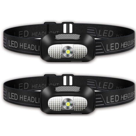 2 phares LED super puissants, 5 modes d'éclairage et mode lumière rouge, indice d'étanchéité IPX5, lampe de poche rechargeable mains libres portable, adaptée aux scènes extérieures telles que la pêche