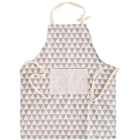 2 Pice Gris Et Blanc Tablier De Cuisine  Coton Avec Col Rglable, Poche Centrale Pour Chef Cuisinier Femme/homme(69.5cm X 58.5cm)