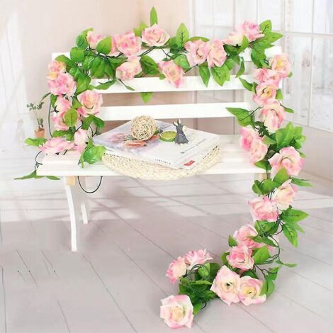 2 Pices 2.3mguirlande De Roses Artificielles Artificielle Rose Vigne Guirlande Fleurs Artificielles, Soie Fleur Guirlandepour Les Arches Ftes Dco