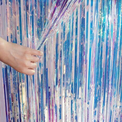 2 Pices 2m X 1m Papier D'aluminium Mtallique Rideaux  Paillettes Rideaux  Paillettes Dcoration Photo Mariage Anniversaire Chrtien Anniversaire Fte