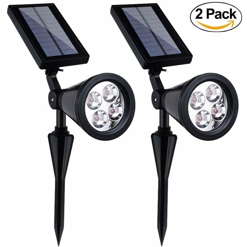 2 pièces 4 lumières lumière blanche solaire sol Spot lumière jardin cour pelouse led lumières décoratives atmosphère lumières,pour l'intérieur et